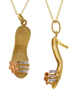 14k Tri-tone Gold Slipper Pendant