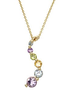 Glitzy Rocks 18k Gold over Silver Gemstone Journey Pendant