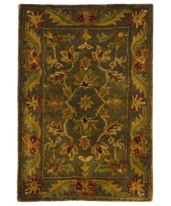 Handmade Antiquities Kerman Charcoal Green Wool Rug (2' x 3')
