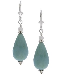 Charming Life Blue-green Amazonite Teardrop Earrings