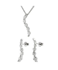 Sterling Silver Journey CZ Earring & Necklace Set