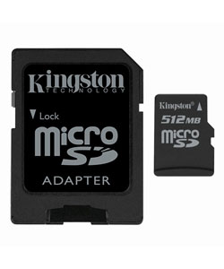 Kingston 512MB Micro SD Memory Card W/ SD Adapter