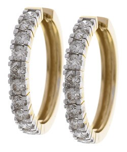 14k Two-tone Gold 2ct TDW Diamond Hoop Earrings ( G-H, SI2 )