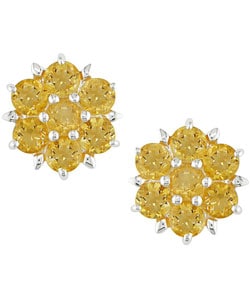 Sterling Silver Citrine Flower Earrings