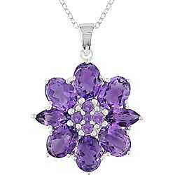 Sterling Silver Amethyst Flower Pendant