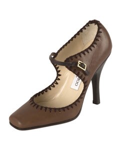Jimmy Choo Brown Leather Pumps with Thread Trim