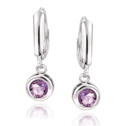 Glitzy Rocks Sterling Silver Amethyst Leverback Earrings