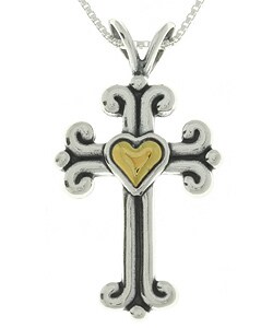 14k Gold and Silver Roman Cross Pendant