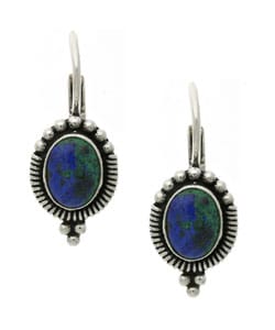 Glitzy Rocks Sterling Silver Azurite Leverback Earrings