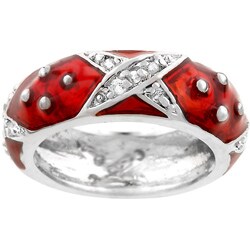 Silvertone Enamel and CZ Eternity Band