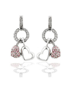 Sterling Silver Cubic Zirconia Heart Earrings
