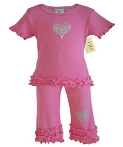 JoJo Designs Girl's 2-piece Crystal Heart Capri Outfit