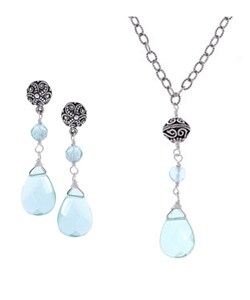 Charming Life Aqua Quartz Necklace and Earring Set