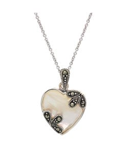 Glitzy Rocks Sterling Silver Mother of Pearl Heart Pendant