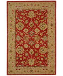 Handmade Traditional Mahal Ancestry Red/ Ivory Wool Rug (4' x 6')