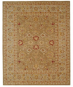 Handmade Ancestry Tan/ Ivory Wool Rug (8' x 10')