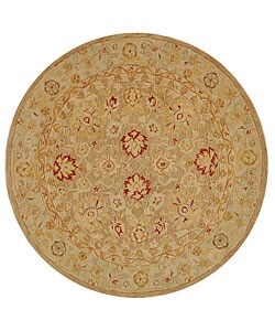 Handmade Ancestry Tan/ Ivory Wool Rug (8' Round)