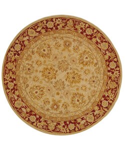 Handmade Ancestry Ivory/ Red Wool Rug (6' Round)