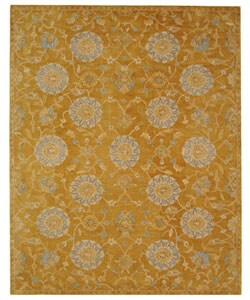 Handmade Medallions Gold Wool Rug (9' x 12')