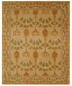 Handmade Ancestral Tree Ivory/ Green Wool Rug (8' x 10')