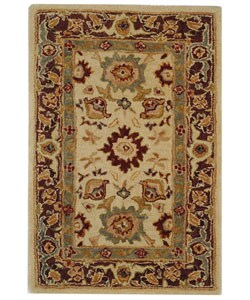 Handmade Heirloom Ivory Wool Rug (2' x 3')