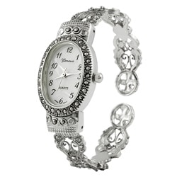 Geneva Platinum Marcasite Oval Face Women's Watch