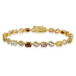 Glitzy Rocks 18k Gold/ Sterling Silver Multi-Stone Bracelet
