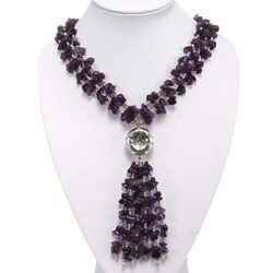 Silver Three-strand Amethyst Necklace