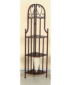 Indoor Iron and Wood Folding Corner Shelf