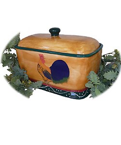 Classic Rooster Hand-painted Bread Jar