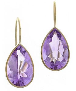 14k Yellow Gold Amethyst Hook Earrings