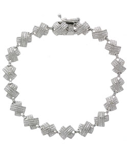 Sterling Silver Diamond X Link Bracelet