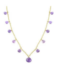 14k Yellow Gold Amethyst 16-inch Drop Necklace
