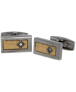 18k Gold Titanium and Diamond Cuff Links