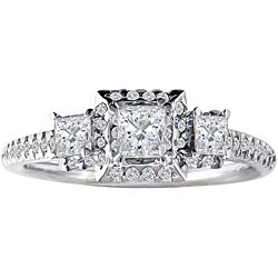 14k White Gold 1 1/2ct TDW Three Diamond Ring