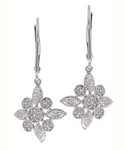 Sterling Silver Diamond Leaf Earring