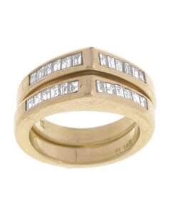 14k Yellow Gold and Diamonds Estate Rings Set