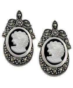 Sterling Silver Mother of Pearl Cameo Stud Earrings