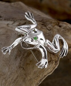 Sterling Silver Leaping Frog Pin (Mexico)