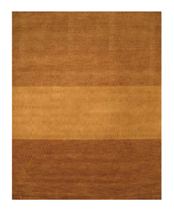 Loom-knotted Yukon Light Brown Wool Rug (9' x 12')