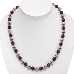 Lavender Tiger's Eye Silver Beaded Necklace