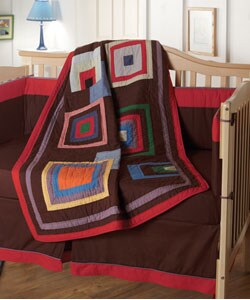 Stacked Blocks 4-piece Brown Crib Set