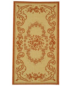 Indoor/ Outdoor Garden Natural/ Terracotta Rug (2' x 3'7)