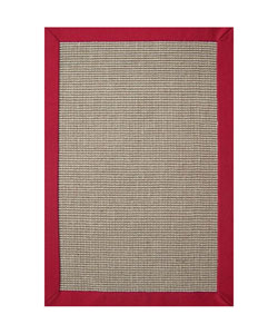 Hand-woven Sisal Red Border Rug (8'9 x 12')