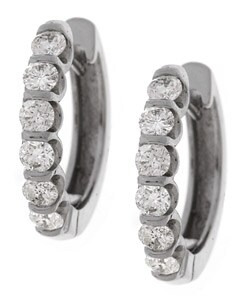 14k White Gold 1 1/2ct TDW Diamond Hoop Earrings ( J, I1 )