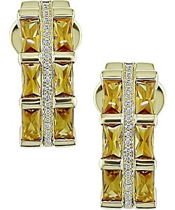 18k Yellow Gold Citrine 1/5ct TDW Diamond Earrings