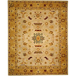 Handmade Tribal Ivory/ Gold Wool Rug (9' x 12')