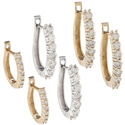 14k White Gold 2ct TDW Diamond Hoop Earrings ( J, I1)