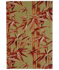Handmade Bamboo Sage/ Rust New Zealand Wool Rug (4' x 6')