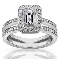 14k Gold 1 1/3ct TDW Emerald Cut Diamond Ring